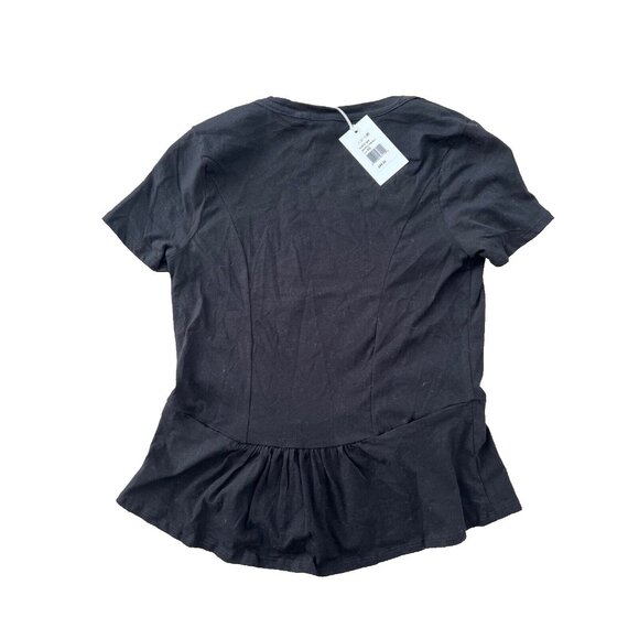Joe's Collection Peggy Peplum Ruffled Hem Top Black ( XS ) - Picture 3 of 3